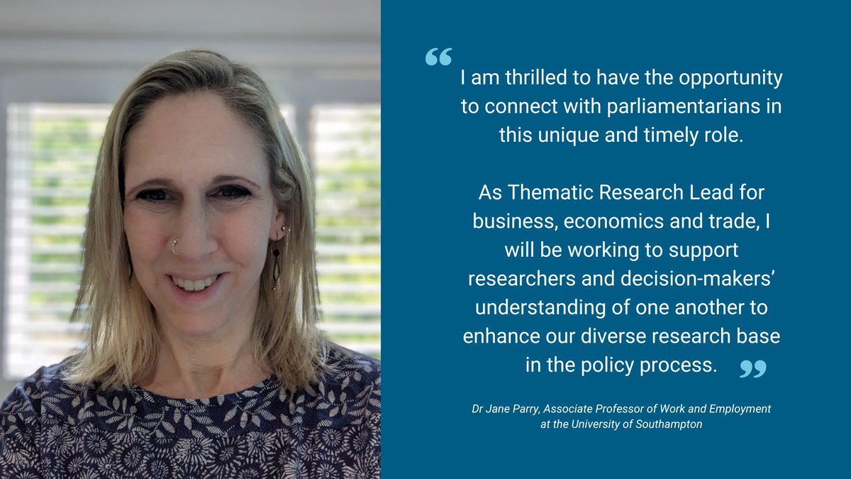 University of Southampton (@unisouthampton) on Twitter photo Congrats to <a href="/JaneMParry67/">Jane Parry</a> on her secondment to UK Parliament.
Her new post, which is funded by <a href="/UKRI_News/">UK Research and Innovation</a>, will see Dr Parry bridge the gap between Parliament and the research community.
Read more at 👉 post.parliament.uk Congrats to <a href="/JaneMParry67/">Jane Parry</a> on her secondment to UK Parliament.
Her new post, which is funded by <a href="/UKRI_News/">UK Research and Innovation</a>, will see Dr Parry bridge the gap between Parliament and the research community.
Read more at 👉 post.parliament.uk