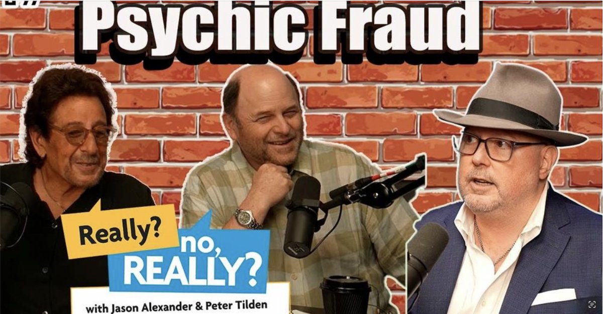 It was my pleasure to appear on #ReallyNoReally_ to expose the often sinister side of psychics with Jason &amp; Peter, two talented &amp; quick witted best friends, whose gem of a podcast explores answers to a wide array of astounding topics! #psychic #fraud #seinfeld #IJasonAlexander