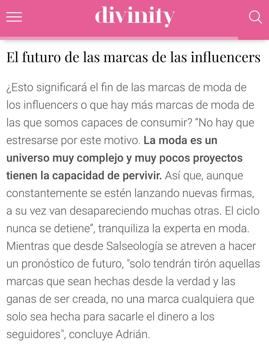 maytedlaiglesia's tweet photo. Gracias @Pilucasantos por contar conmigo para tratar el tema de las marcas creadas por influencers y las crisis desencadenadas por las copias de prendas o la calidad de las mismas. 

Para leer al completo el artículo 👉🏻 https://t.co/v2gyBg8Xgc https://t.co/8NmPnUu4vs