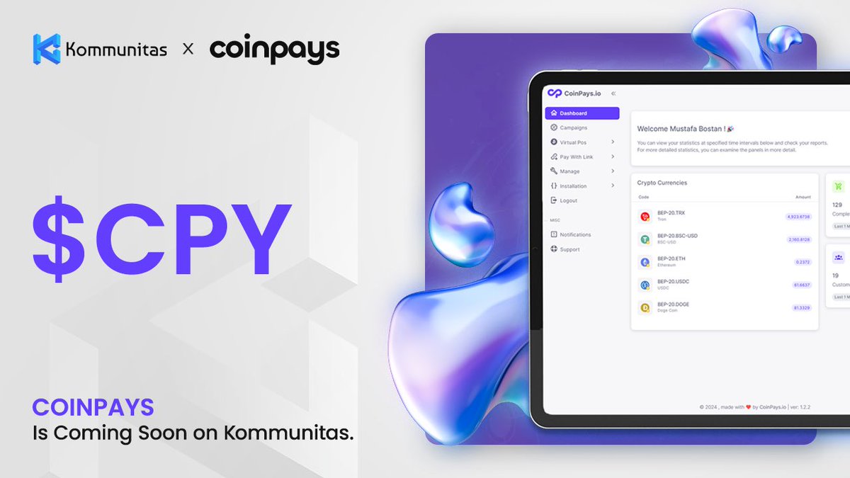 kommunitasnet's tweet photo. Kommunitas teams up with @CoinPaysApp for our next IKO! 🔥
💰 CoinPays: Your go-to platform for smooth crypto payments on websites, online stores, and social media.
📈 4920 transactions completed and counting!
✨ 13.54k glowing reviews from happy customers!
⭐️ Stellar rating of 4.87/5!
Keep your eyes peeled for the IKO date! 👀