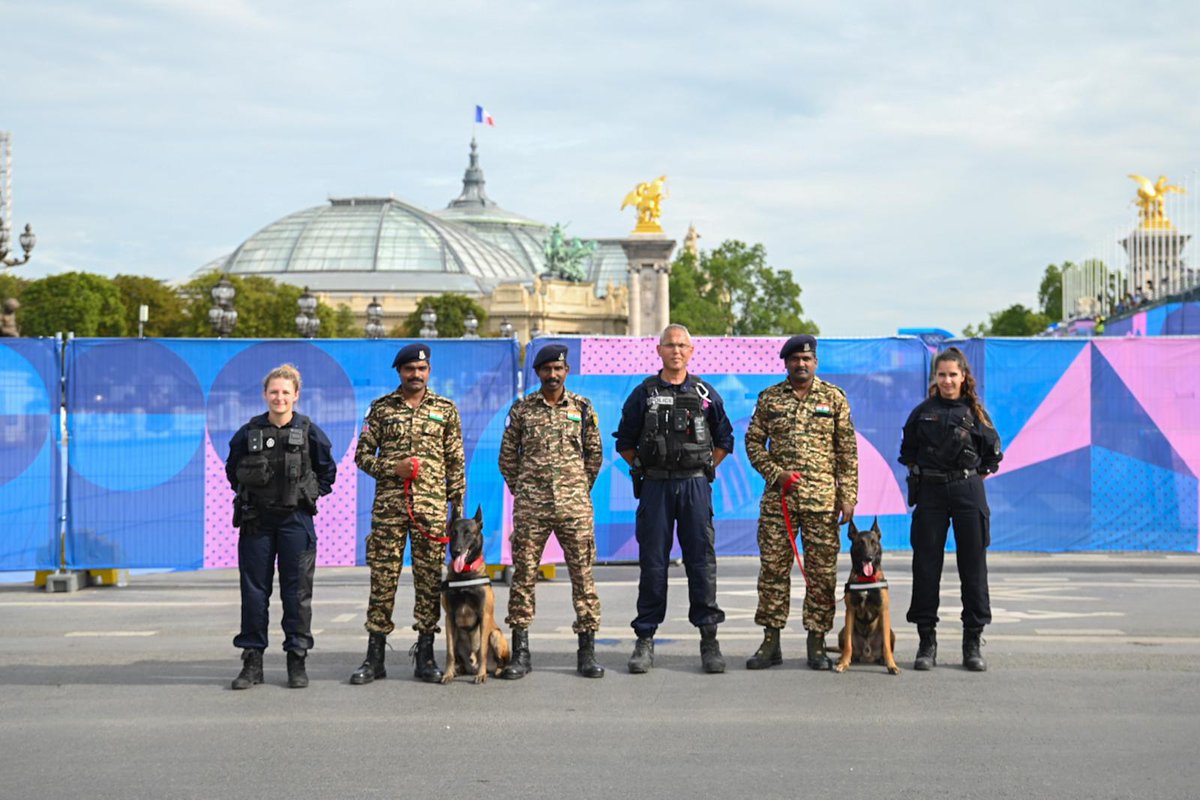 #JO2024 |  Les services de la préfecture de police 🚔 👮‍♀️sont mobilisés, avec leurs renforts <a href="/PoliceNationale/">Police nationale</a>, <a href="/Gendarmerie/">Gendarmerie nationale</a>, <a href="/Armees_Gouv/">Ministère des Armées et des Anciens combattants</a>, leurs collègues étrangers et leurs amis à 4 pattes 🐕 pour sécuriser les sites qui doivent accueillir les compétitions de <a href="/Paris2024/">Paris 2024</a>.

Tous