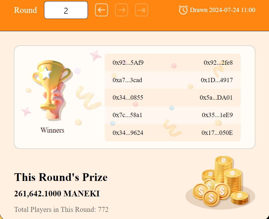🎉Congratulations to the lucky winners of the latest Maneki Meme Coin lottery! 🎉 This time, we had double the number of participants, making it an even more exciting event. Thank you to everyone who joined in. Stay tuned for more and good luck next time! 🍀 #ManekiMeme #AIAchain