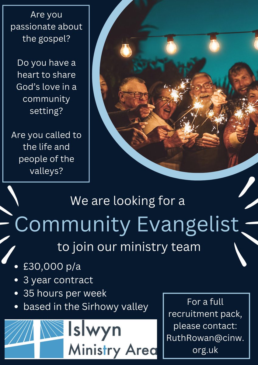 Ruth Eleri Rowan (@eleriruth) on Twitter photo Could this be the opportunity that you, or someone you know, is looking for? Please share with anyone who might be called to explore community evangelism in the valleys, or get in touch for more information.
<a href="/MonmouthDCO/">Monmouth Diocese</a> <a href="/ChurchinWales/">The Church in Wales | Yr Eglwys yng Nghymru</a> <a href="/PadarnSant/">St Padarn's</a> Could this be the opportunity that you, or someone you know, is looking for? Please share with anyone who might be called to explore community evangelism in the valleys, or get in touch for more information.
<a href="/MonmouthDCO/">Monmouth Diocese</a> <a href="/ChurchinWales/">The Church in Wales | Yr Eglwys yng Nghymru</a> <a href="/PadarnSant/">St Padarn's</a>
