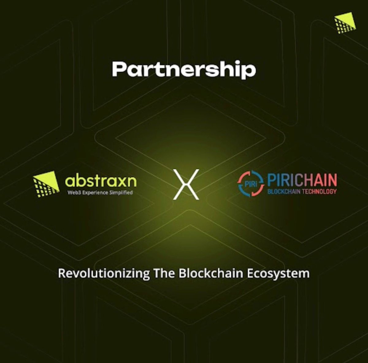 🎉🎉🎉🎉🎉

As Pirichain, we're revolutionizing the blockchain world with <a href="/AbstraxnX/">Abstraxn</a> ! Together, we're shaping the future of technology.

By joining forces, we're delivering innovative solutions in the blockchain space. Get ready for an unprecedented wave of innovation.