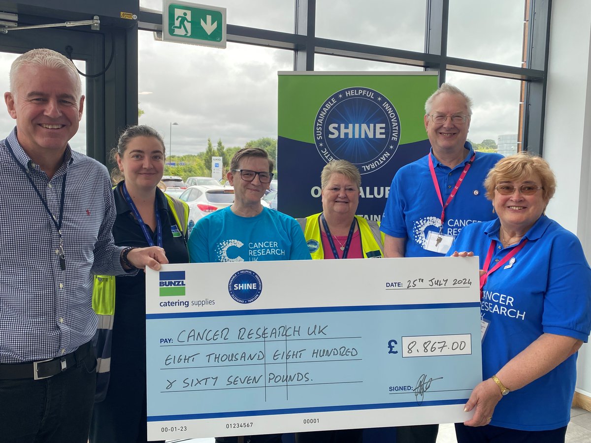 Through the support of our people, and the generosity of our suppliers, this week we were delighted to personally present a check for £8,867 to Cancer Research UK -  a winning donation from our inaugural charity ‘SHINE Games’. #SHINE #Charity