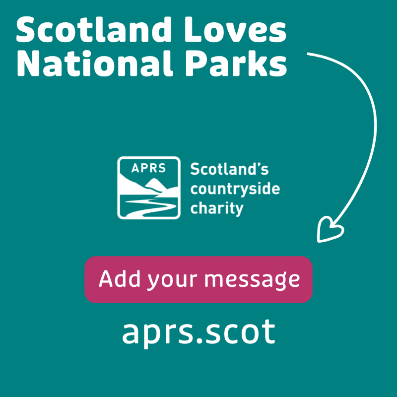 APRScotland's tweet photo. It’s an exciting time for National Parks 🏞️

Galloway has just been announced as the proposed location for Scotland’s next National Park. 

We’re sending a message to MSPs and decision-makers about how important National Parks are to us.