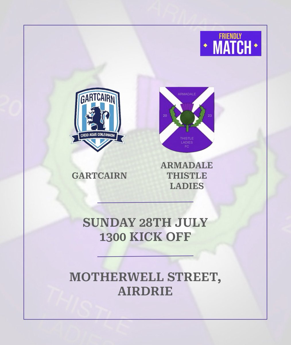Armadale Thistle Ladies (@armadaleladies) on Twitter photo β½οΈπππππππππ π
πππππππ β½οΈ
Another away trip this Sunday as we travel to Airdrie to play <a href="/CairnWomen/">Gartcairn Women</a> in what will be a tough but exciting game of football.
Mon the Dale π΅βͺοΈ β½οΈπππππππππ π
πππππππ β½οΈ
Another away trip this Sunday as we travel to Airdrie to play <a href="/CairnWomen/">Gartcairn Women</a> in what will be a tough but exciting game of football.
Mon the Dale π΅βͺοΈ