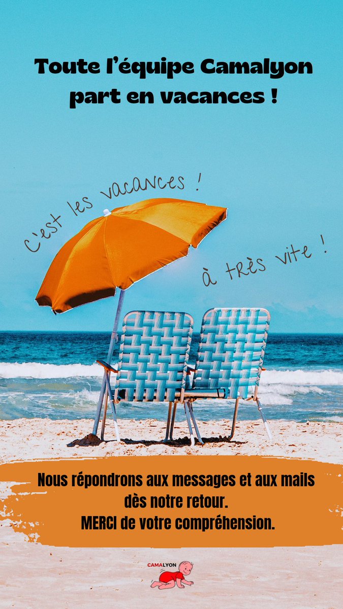 Camalyon3's tweet photo. Toute l'équipe part en vacances ! 

Nous répondrons aux messages, mails et inscriptions dès notre retour.

Merci de votre compréhension. 

Bel été à toutes et tous.

L'équipe Camalyon https://t.co/WLwSoQlccR