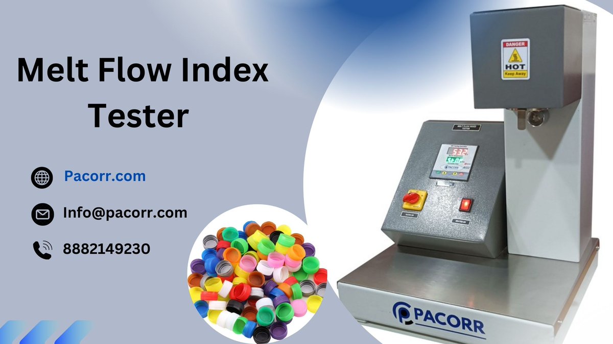 pacorr_testing's tweet image. Understanding the Importance of Melt Flow Index Tester

For more information about the latest models and features of Melt Flow Index Testers, visit Pacorr Testing Instruments.

#MeltFlowIndexTester #MeltFlowIndexTesting #MeltFlowTeste #MeltFlowIndexTesterPrice