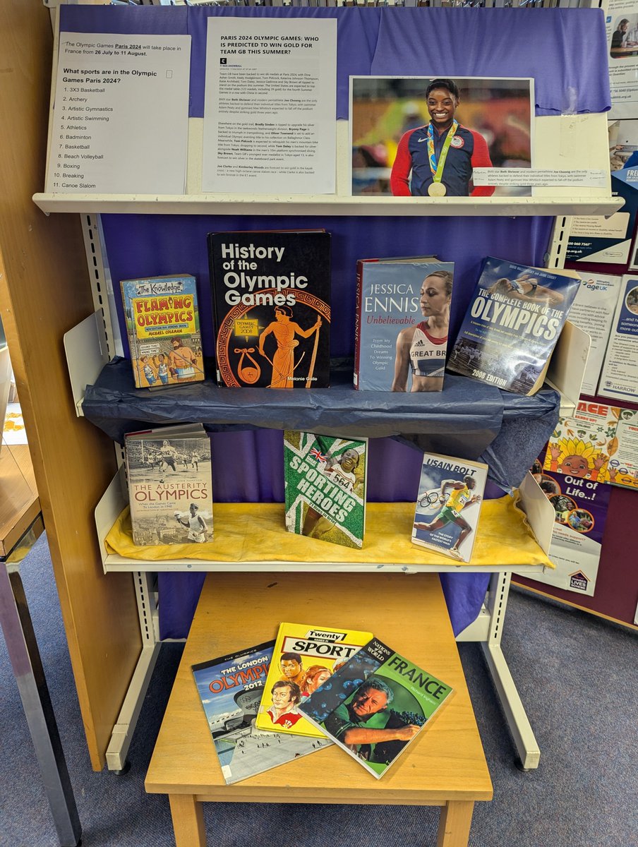 Roxeth library is helping to celebrate the #OlympicGames with this fab display by Mark!