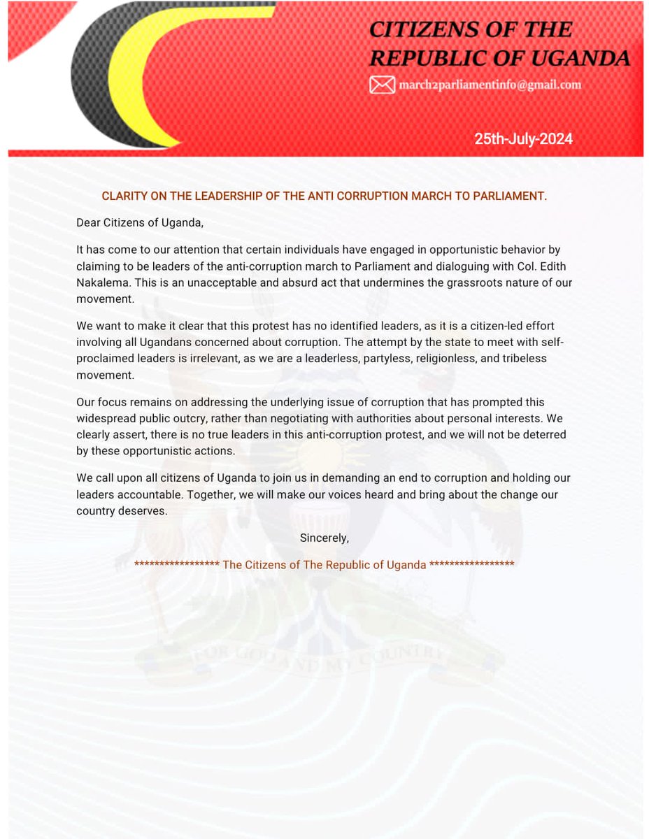 JohnsonCommand's tweet photo. We have got notified that some people are claiming to be the leaders in #March2Parliament #StopCorruption protest
They have met with @edthnaka .
I want to strongly inform you @edthnaka that this cause is
#Leaderless
#Tribeless
#Partless so be with your people https://t.co/c0tiBDVszq