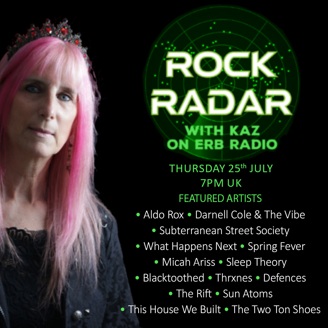 Kaz has scoured the #RockRadar to find some awesome tunes. Tune in tonight at 7pm for music from <a href="/MickyV123/">Aldo Rox | Micky V | MUSIC | VO</a> | @darnellcolerox | <a href="/WHappensNext/">What Happens Next</a> | <a href="/SpringFeverBand/">Spring Fever</a> | <a href="/micaharissmusic/">Micah Ariss</a> | @sleeptheoryband | <a href="/blacktoothedDE/">Blacktoothed</a> | @DefencesUk | <a href="/theriftmusic/">The Rift</a> | <a href="/sun_atoms/">Sun Atoms</a> | <a href="/ThishouseWB/">This House We Built THWB</a>...