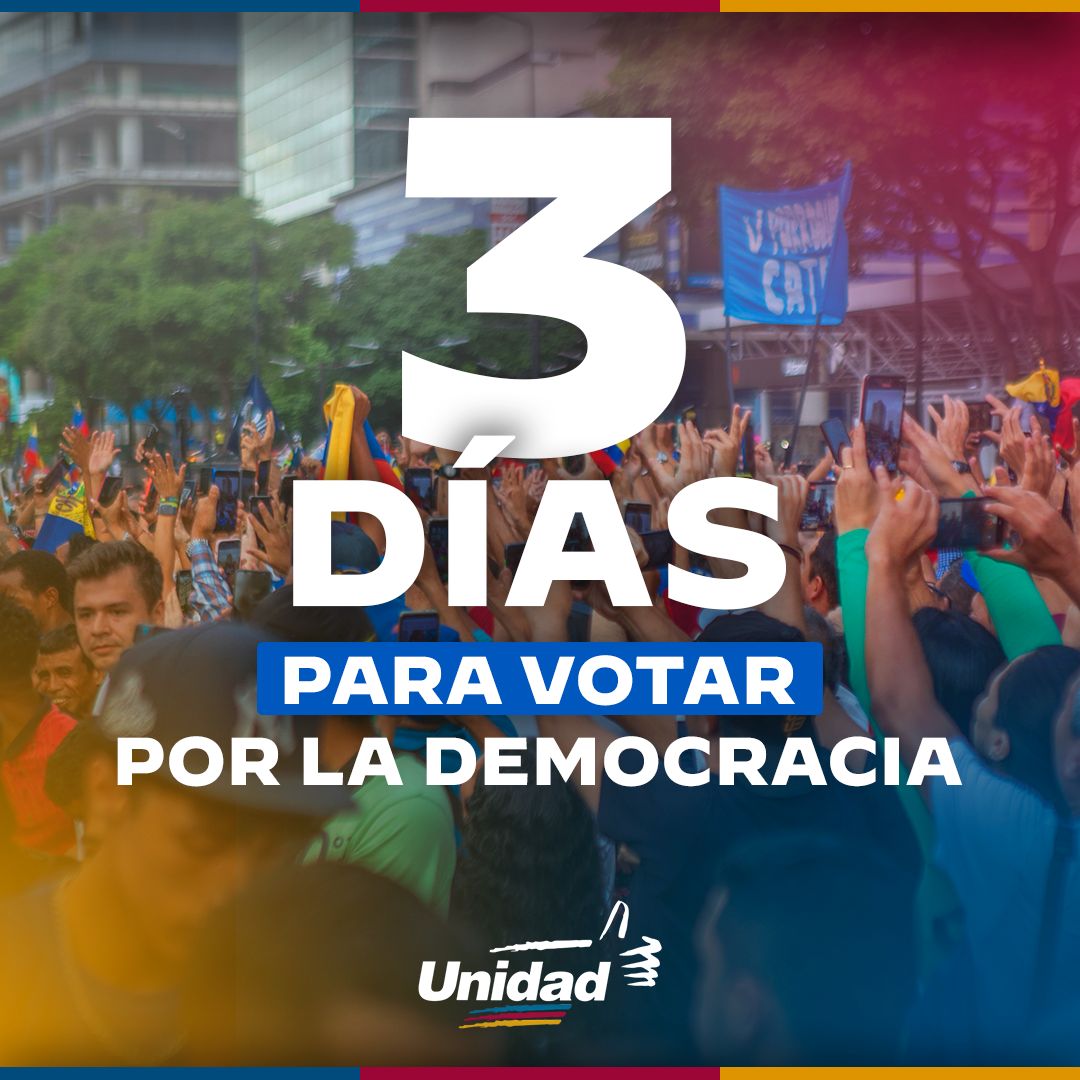 JJmunozVE1's tweet photo. #25Jun24 #SandraAlfaro
Ya en la recta final, sólo 3 días para la libertad, vamos todos a poner todo de nuestra para concretar el trabajo.
#3DíasParaGanar
@VoluntadPopular
@apichardob
@freddysuperlano
@MariaCorinaYA
@EdmundoGU
@ConVzlaComando
@MonagasConVzla
#VamosAGanar https://t.co/78cvNT4DEl