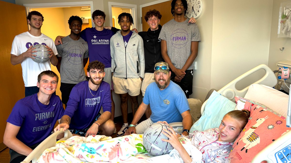 So much fun with <a href="/FurmanMBB/">Furman Basketball</a> up at <a href="/theprismahealth/">Prisma Health</a> Children's Hospital- met so many great families and fun kids! Everyone loves when <a href="/ValiantPlayer/">Valiant Player</a> brings up the <a href="/FurmanPaladins/">Furman Paladins</a> and so thankful for all the support from <a href="/FurmanU/">Furman University</a>
