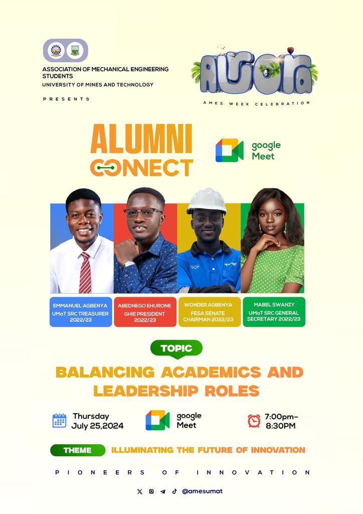 amesumat's tweet photo. 🏅 ALUMNI CONNECT 🏅

Don’t miss this unique opportunity to learn from those who’ve walked the path before you.👩‍🎓👨‍🎓

Get ready to be inspired on how to lead, create connections and excel academically🤝✨🎊

AFTER SCHOOL, WHAT NEXT❓🤔 https://t.co/8QMtSAG16F