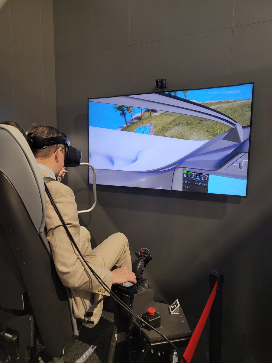 RAeSTimR's tweet photo. EVTOL pilot achievement unlocked! Just taken the @Lilium Jet for a flight in the sim. So easy even an aviation journalist can land it! #FIA2024 #GUAAS https://t.co/MeWMSsturC