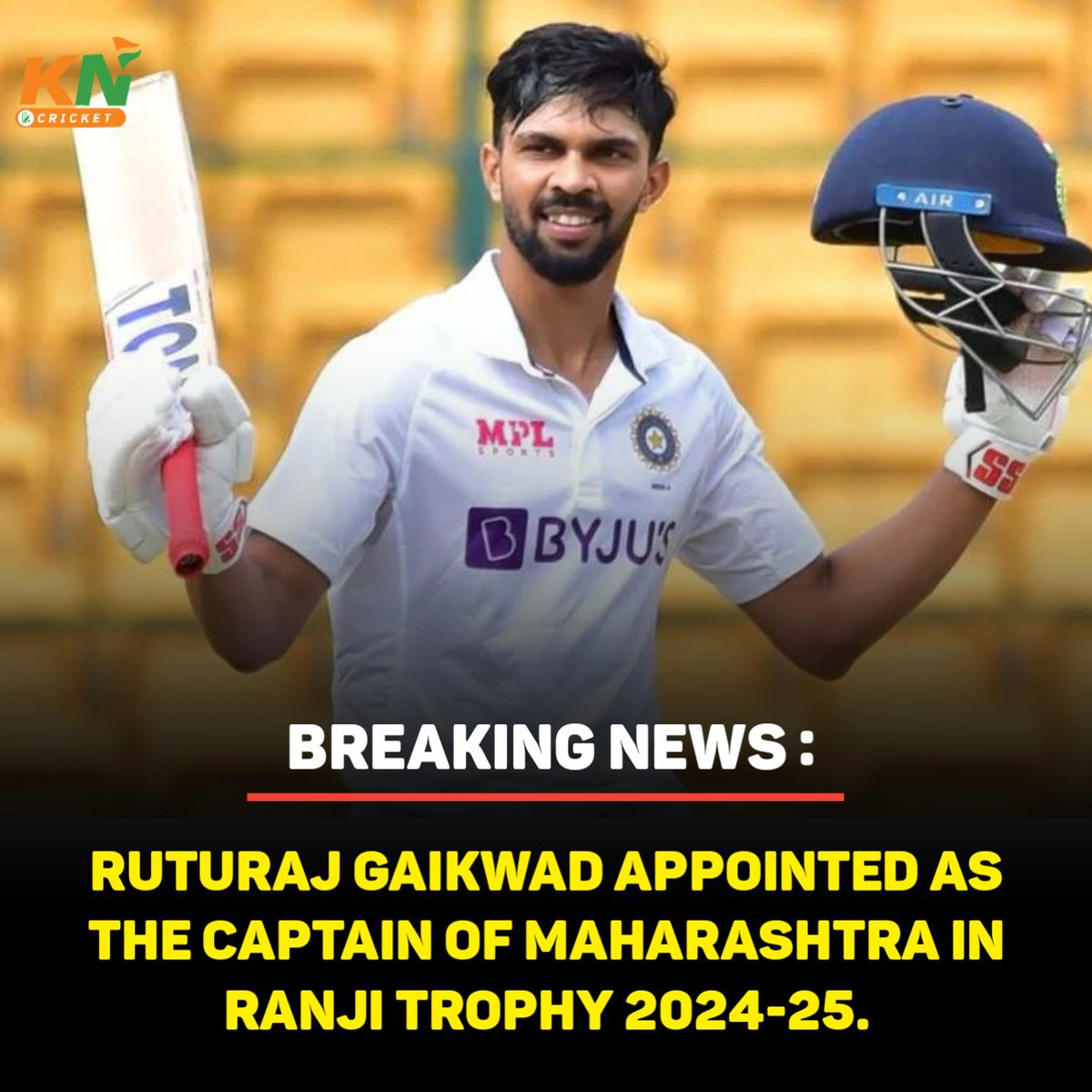 Khelnowcricket's tweet photo. Ruturaj Gaikwad appointed as the captain of Maharastra in Ranji Trophy 2025.
#RuturajGaikwad #TeamIndia #BCCai #RanjiTrophy #Maharashtra #TestCricket #CricketTwitter https://t.co/TW1ytOnISe