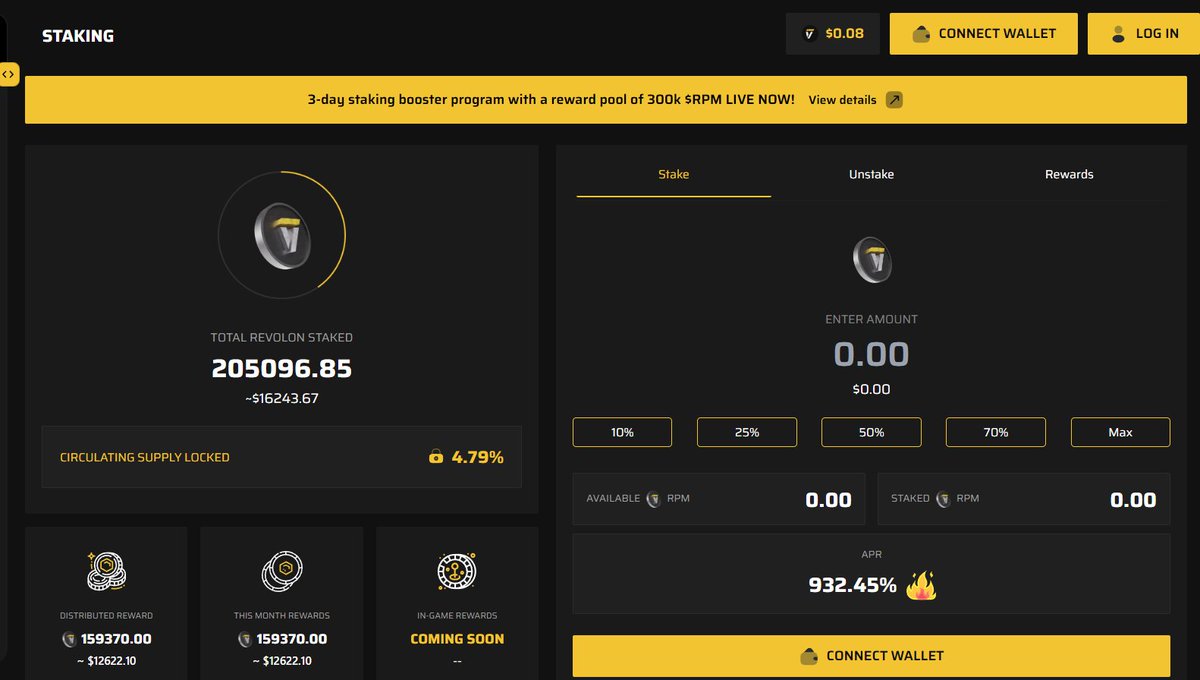 The current APR is 932.45% 🔥
Hurry up and stake your $RPM tokens ASAP! 

On the other side, the 3-day staking booster program is live. Whoever stakes between the period of 25th July to 28th July will be eligible for the rewards from the 300k $RPM Token Reward Pool 🔥