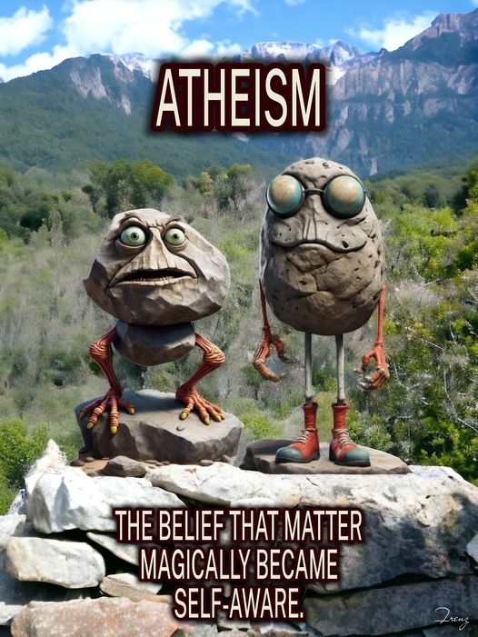 For the religion of atheism© to begin to be true, rocks had to evolved themselves into living organisms, long ago and far away