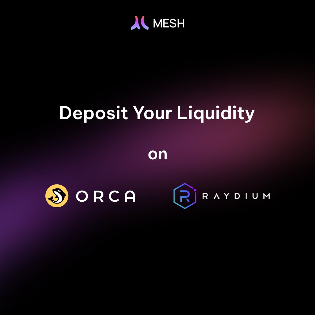 Mesh_Protocol's tweet image. Are you ready to deposit your liquidity to earn some $$$?
Hop onto Mesh&apos;s Unified Liquidity Aggregator v1.1 to deposit your liquidity within seconds on @orca_so and @RaydiumProtocol 🌊

Access the dApp here: app.meshprotocol.xyz