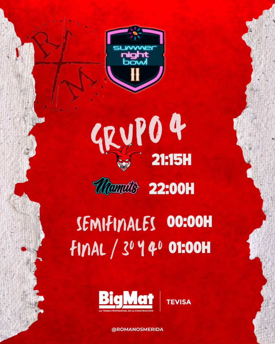 RomanosMerida's tweet image. Este sábado viajamos para jugar nuestra primera Summer Nigth Bowl  🏈 y nuestro último torneo de la temporada 23/24.

Jugaremos frente a @montillacircus y Mamuts en el grupo 4

#summernightbowl
#meridaromanos⚔️
🫱🏼‍🫲🏻 @BigMatTevisa