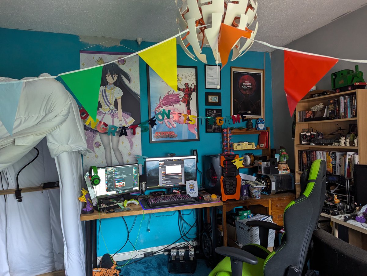 AdamRobinsonVO's tweet photo. Fallout: London has finally arrived and with it my first appearance as a voice actor in a game.
Super proud of everyone involved and a huge congratulations to @TeamFOLON on this massive achievement.
And thank you to wifey for the banners and bunting, I'm going to go have a cry. https://t.co/CvDO9i3obO