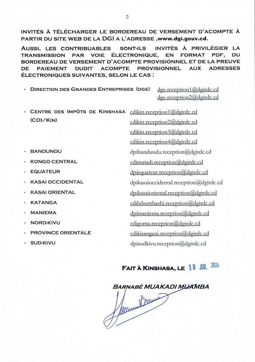 FutaMpako's tweet photo. La #DGI informe aux contribuables que Le premier acompte provisionnel de l’Impôt sur les Bénéfices et Profits (IBP) pour l’exercice fiscal 2025, basé sur les revenus de 2024, doit être payé au plus tard le mercredi 31 juillet 2024. #Impôts #Fiscalité #Entreprises #IBP @FECRDC https://t.co/OX7sIybt9z