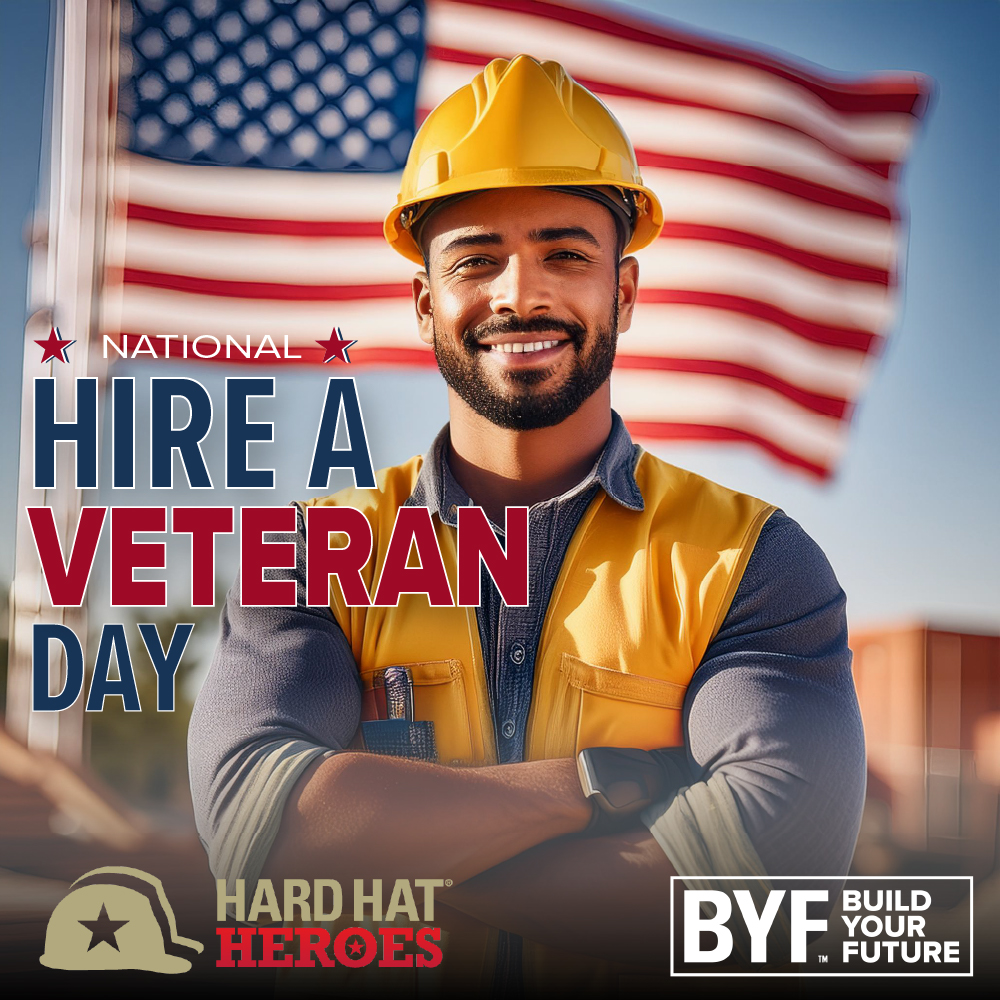 Let's honor our #veterans for their skills and dedication. #Employers, consider the unmatched work ethic and leadership veterans bring to your team. Veterans, #BYF's Hard Hat Heroes offers FREE #construction credentials from <a href="/NCCER/">NCCER</a>.
Thank you for your service! 🇺🇸 👷‍♂️ #HireAVeteran