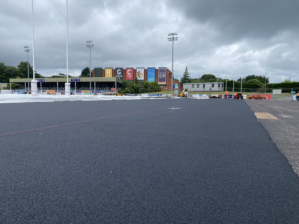 John Bennett (@john_ssl) on Twitter photo With remedial work to the old macadam base complete, alterations made to one D area & protection measures in place to the synthetic turf infield, the new athletics track surfacing can begin at <a href="/StadiwmCSM/">Stadiwm CSM</a> in #ColwynBay. Base mat install underway.
<a href="/SSL_Consultants/">Surfacing Standards</a> <a href="/ParcEirias/">Parc Eirias</a> With remedial work to the old macadam base complete, alterations made to one D area & protection measures in place to the synthetic turf infield, the new athletics track surfacing can begin at <a href="/StadiwmCSM/">Stadiwm CSM</a> in #ColwynBay. Base mat install underway.
<a href="/SSL_Consultants/">Surfacing Standards</a> <a href="/ParcEirias/">Parc Eirias</a>