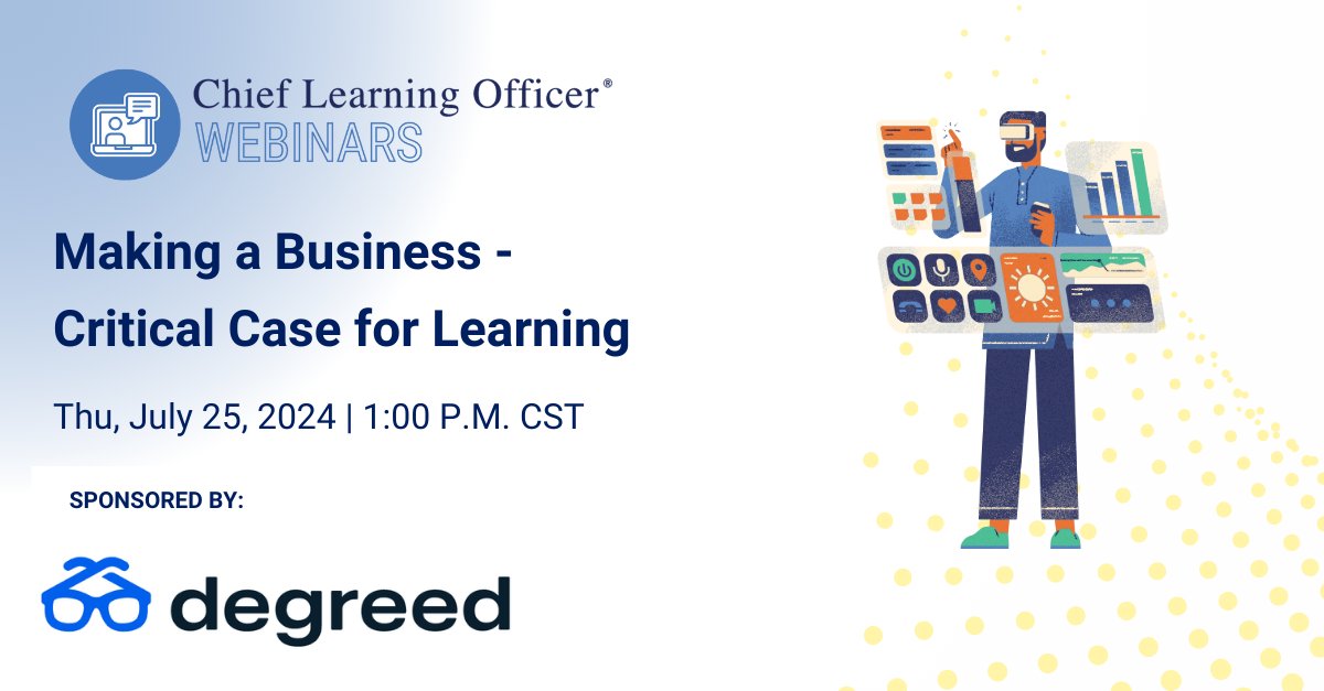 CLOmedia's tweet image. Today&apos;s the day! Join us at 11 AM CST for the webinar, &quot;Making a Business-Critical Case for Learning.&quot; Earn 1 professional development credit. Register at no cost! hubs.ly/Q02HK03p0

#ChiefLearningOfficer #Webinar #LearningAndDevelopment #ProfessionalDevelopment