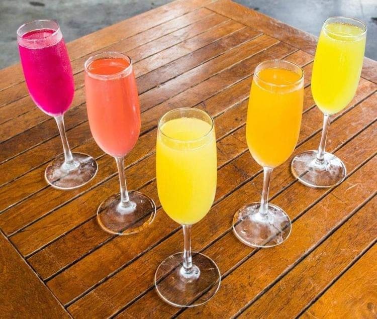 SatelliteATX's tweet photo. With rain, comes a rainbow!
Join us for brunch until &amp; enjoy this beautiful array of Mimosa flavors.
#SatelliteATX #AustinBrunches #Mimosas https://t.co/2iHtlCYeqP