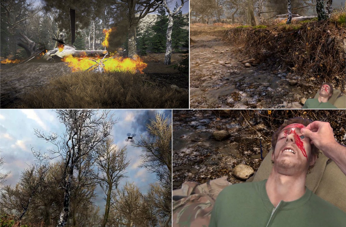 Testing the scenarios, animations and virtual environment changes with the physical components within our blue-screen enclosure (part of the aero/medical/Army Mixed reality training work we've been undertaking for the UK's Defence Medical Academy and Defence Medical Services).