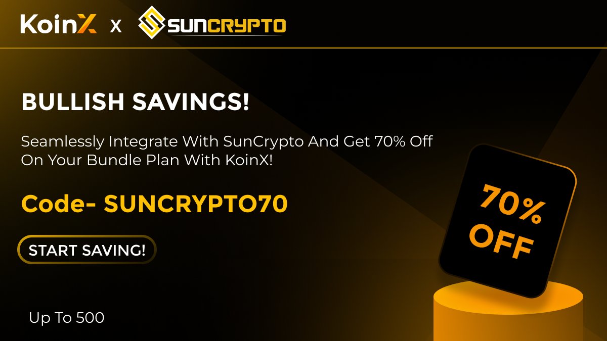 It is still very SUNny at KoinX! @suncryptoin and KoinX is waiting to give  the maximum benefits when you get your crypto tax report! How? Get a 70%  discount up to ₹500