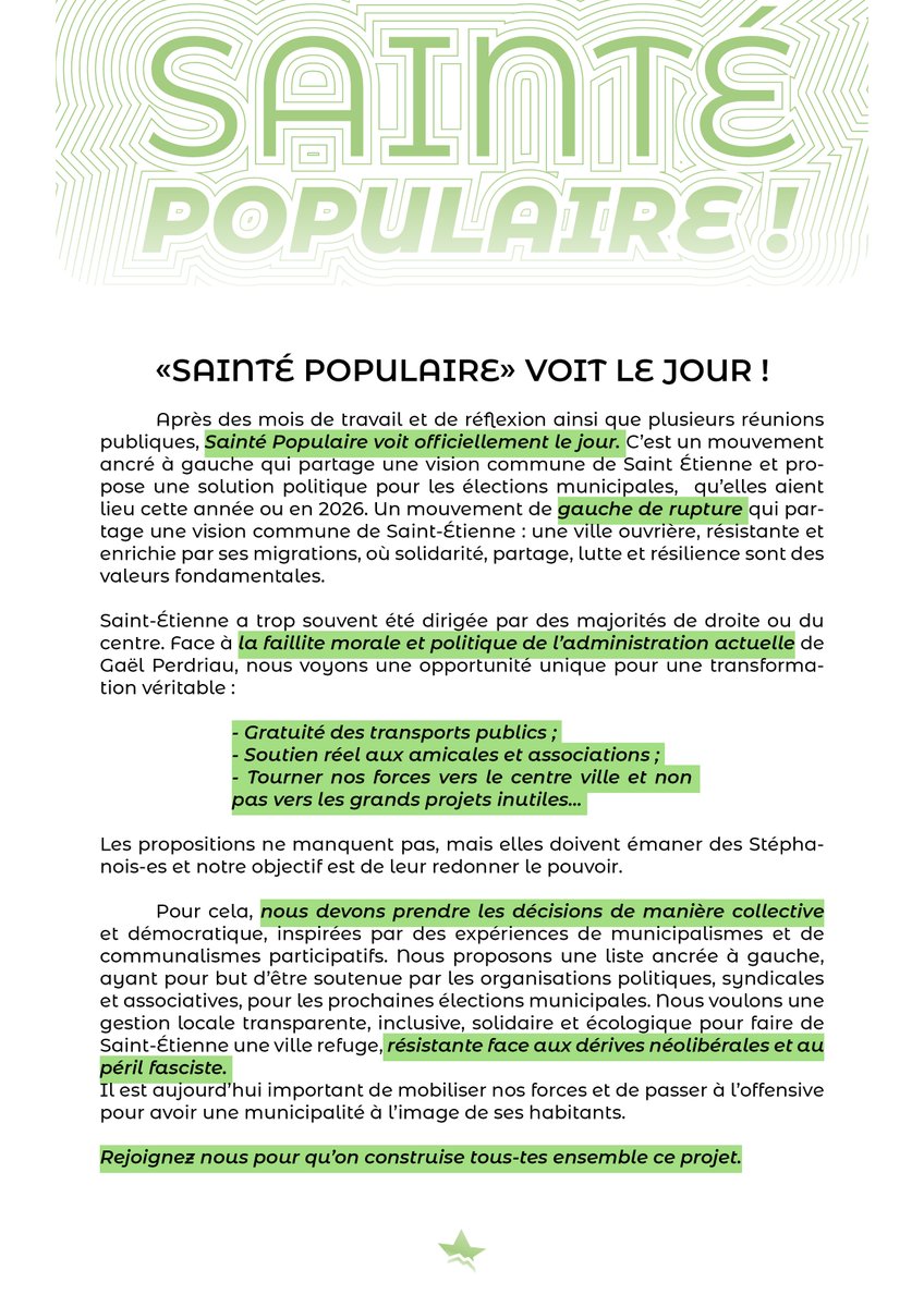 Saintepopulaire's tweet photo. Lancement de l'initiative "Sainté Populaire", pour une candidature municipaliste ancrée à gauche pour les prochaines élections municipales.

Notre communiqué⬇️ https://t.co/e2BUZhlIST