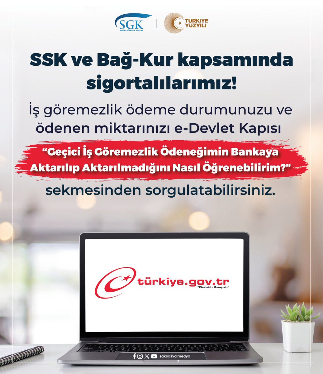 Sigortalılar, geçici iş göremezlik ödeneğinin bankaya aktarılıp aktarılmadığını e-Devlet Kapısı üzerinden sorgulatabilir.
