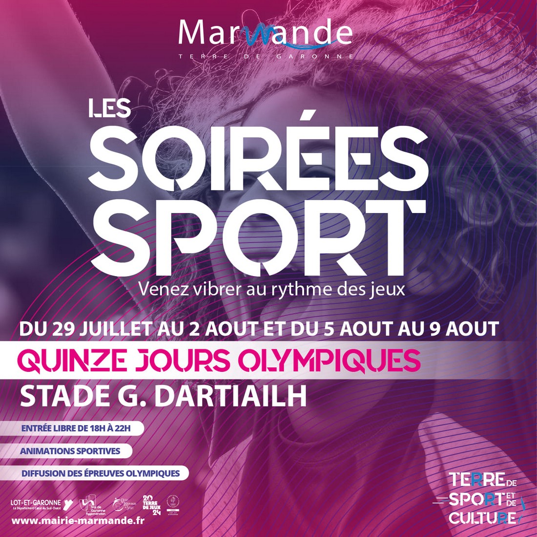 VGxperience's tweet photo. 🔥#Marmande s'enflamme pour Paris 2024 !🔥
📣Le 26/07 journée sport au stade Dartiailh.  
✨Le soir, rdv devant la cérémonie d'ouverture sur grand écran.✨+ d'infos👉 https://t.co/GLsxJqHPDg
📣Quinzaine du sport + d'infos https://t.co/7lWAdDAKa2
#valdegaronne #JO #vgxperience https://t.co/Tl445YWEbI