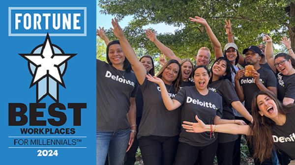 JoanneStephane's tweet photo. Proud to be a part of @DeloitteUS, recognized as a Best Workplace for Millennials by @FortuneMagazine again this year! https://t.co/9rFSaTJAIr https://t.co/dk3IIsoB55