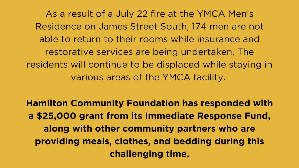 Following the July 22 fire at <a href="/ymcahbb/">YMCA Hamilton | Burlington | Brantford</a> on James St. S, the need is great and will continue for some time. If you would like to make a direct donation please visit YMCA's website: ymcahbb.ca/hamilton_downt…