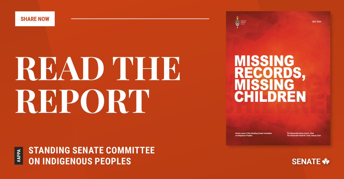 (1/3) ⚠️Content warning: Violence related to Indian Residential Schools  

The Senate Committee on Indigenous Peoples found that Indian Residential School records are still scarce.  

#SenCA #APPA #CdnPoli