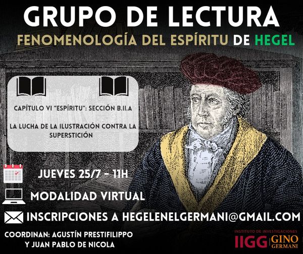 RECORDATORIO SEH:

ARG🇦🇷:

𝐆𝐑𝐔𝐏𝐎 𝐃𝐄 𝐋𝐄𝐂𝐓𝐔𝐑𝐀: "𝑭𝑬𝑵𝑶𝑴𝑬𝑵𝑶𝑳𝑶𝑮𝑰́𝑨 𝑫𝑬𝑳 𝑬𝑺𝑷𝑰́𝑹𝑰𝑻𝑼 𝐃𝐄 𝐇𝐄𝐆𝐄𝐋". 𝐂𝐚𝐩𝐢́𝐭𝐮𝐥𝐨 𝐕𝐈 "𝐄𝐬𝐩𝐢́𝐫𝐢𝐭𝐮": 𝐬𝐞𝐜𝐜𝐢𝐨́𝐧 𝐁.𝐈𝐈.𝐀