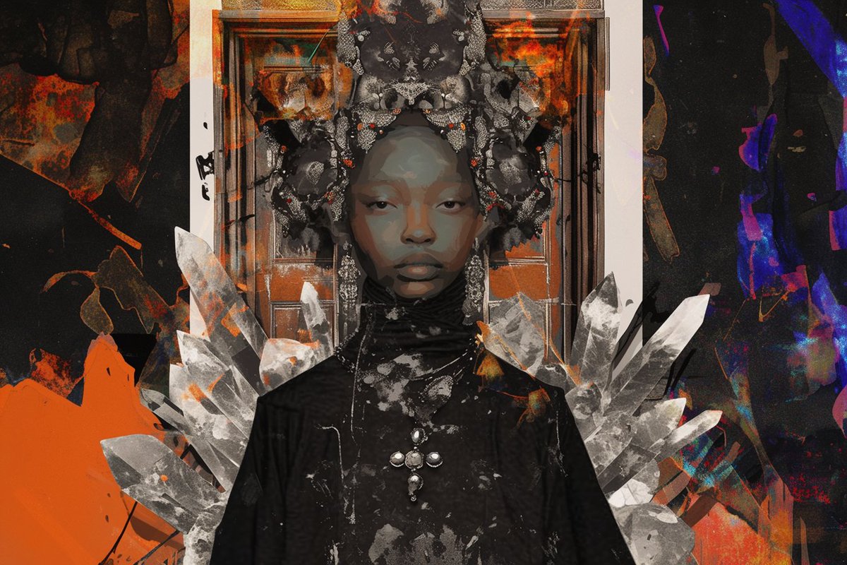 Onboard (@onboardglobal) on Twitter photo 'Folashade' by <a href="/juujuumama/">SierraRenee Ayọ Ṣádé</a> is a celebration of African heritage adorned with futuristic elements. The regal figure at the center, adorned with traditional headdresses and jewelry, stands against a backdrop that merges historical architecture with abstract, vibrant strokes of 'Folashade' by <a href="/juujuumama/">SierraRenee Ayọ Ṣádé</a> is a celebration of African heritage adorned with futuristic elements. The regal figure at the center, adorned with traditional headdresses and jewelry, stands against a backdrop that merges historical architecture with abstract, vibrant strokes of