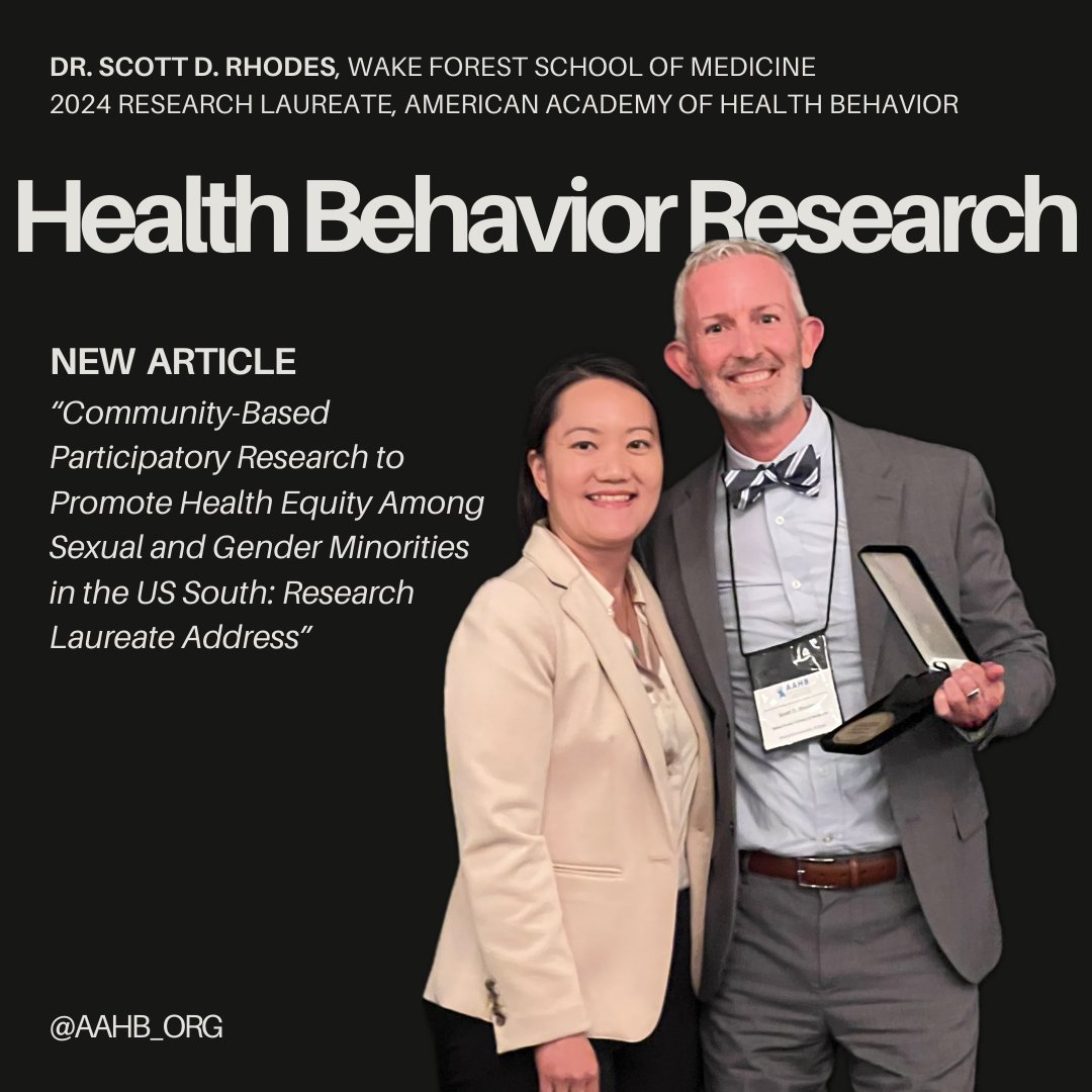 AAHB's 2024 Research Laureate, <a href="/Scott_D_Rhodes/">Scott D. Rhodes (he/him)</a>, discusses community-based, participatory research to promote health equity for sexual and gender minorities in a new HBR article. Read his lessons learned and best practices for LGBTQ+ health today! 🏳️‍🌈 loom.ly/jUV0sfY