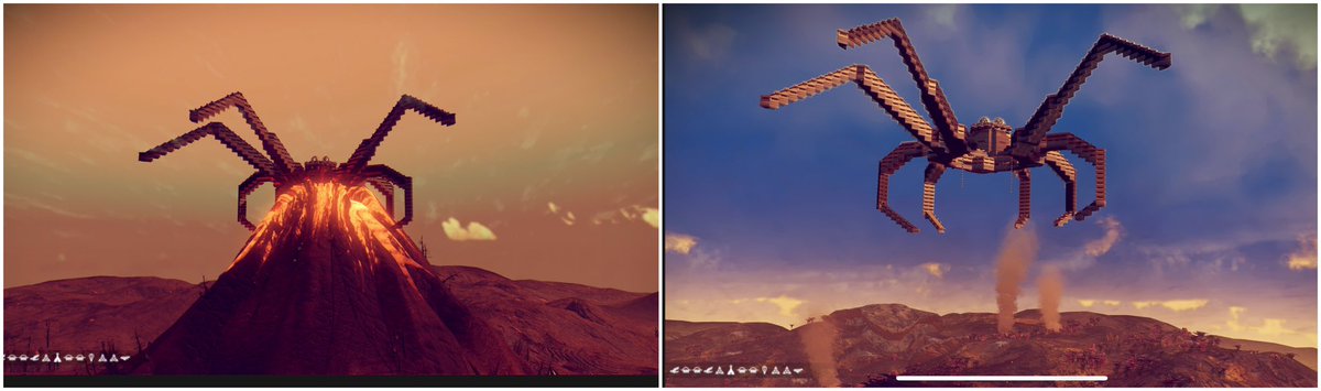 Captflash00's tweet photo. Thanks Sean Murry for the NMS update and ruining my evil lair base on top of a volcano. https://t.co/RINcYixXaG