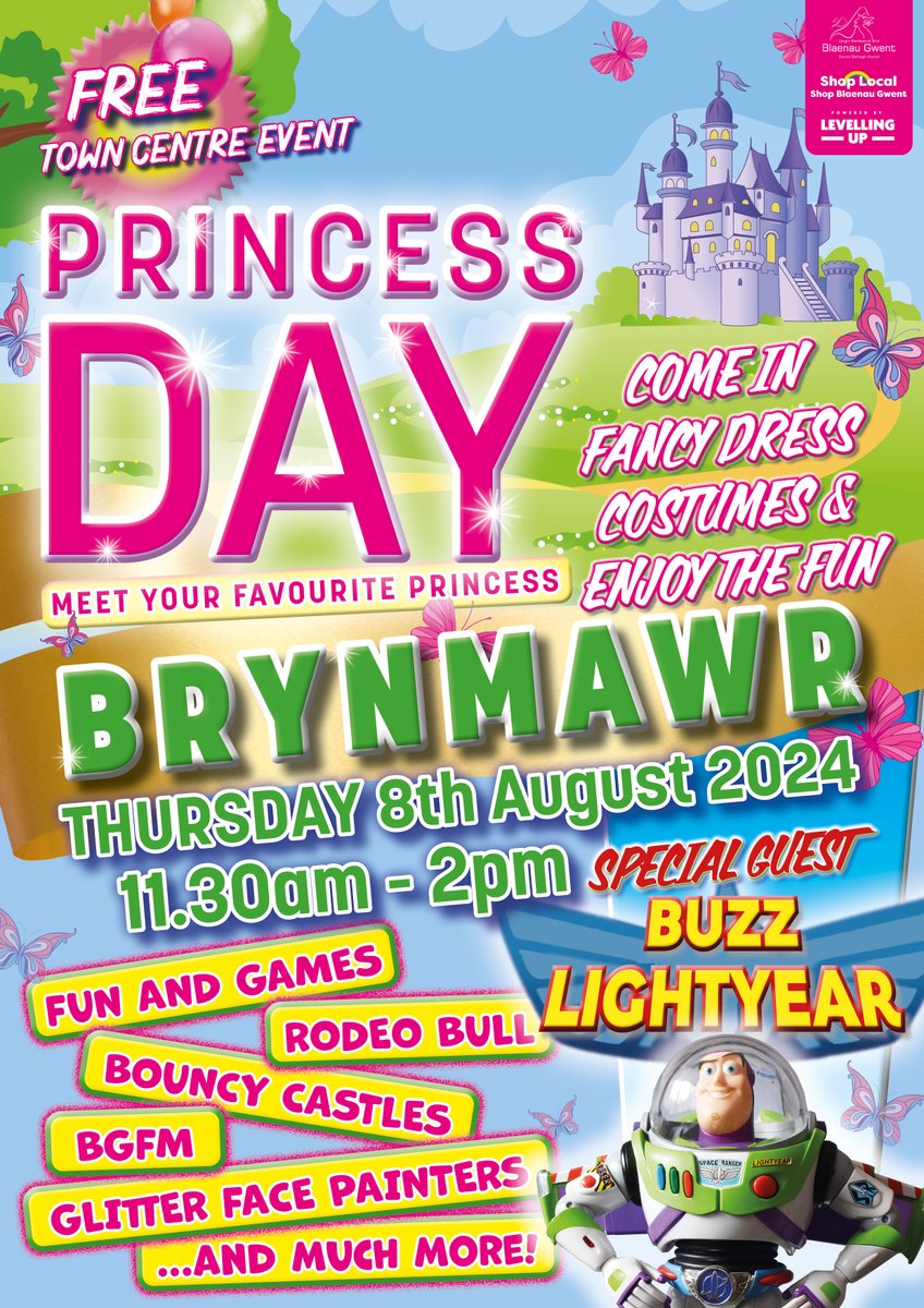 Step into the magical world of Princess Day in Brynmawr Town!  This enchanting event promises fun, activities, and fairy tale moments. Don’t miss out – wear your finest fancy dress costume and join us! 
#BrynmawrTownCentre #CommunitySpirit #TownCentreTeam