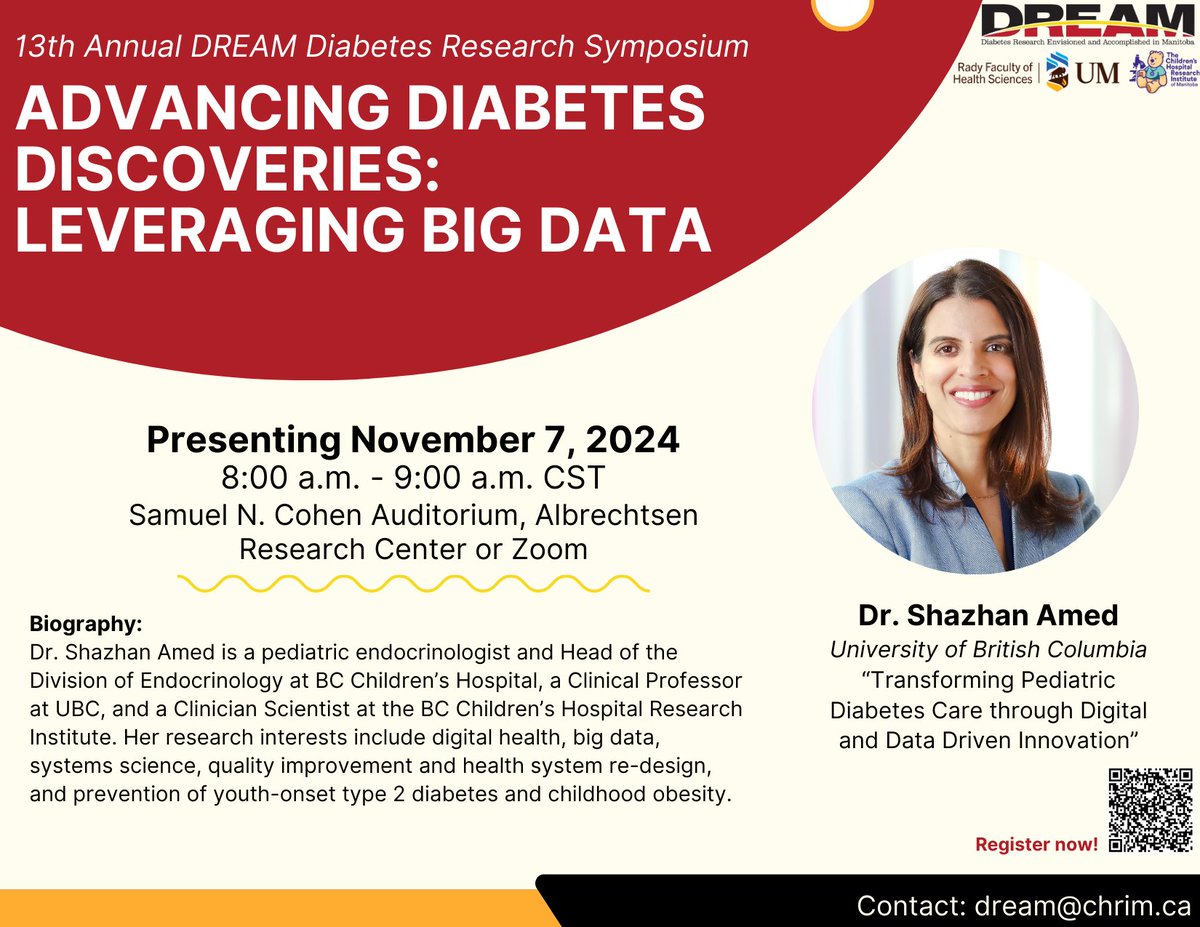 DREAM_Theme (@dream_diabetes) on Twitter photo Introducing the Dr. Heather Dean Lectureship speaker at the 13th Annual DREAM Symposium, Dr. Shazhan Amed! Mark your calendars for November 7th, 2024, and don't forget to register! forms.office.com/r/A7Fbq3xYex <a href="/ShazhanAmed/">Shazhan Amed</a> <a href="/UBC/">University of British Columbia</a> <a href="/DiabetesCanada/">Diabetes Canada</a> <a href="/CHRIManitoba/">CHRIM</a> <a href="/UM_RadyFHS/">U of M Rady Faculty</a> @sbrc Introducing the Dr. Heather Dean Lectureship speaker at the 13th Annual DREAM Symposium, Dr. Shazhan Amed! Mark your calendars for November 7th, 2024, and don't forget to register! forms.office.com/r/A7Fbq3xYex <a href="/ShazhanAmed/">Shazhan Amed</a> <a href="/UBC/">University of British Columbia</a> <a href="/DiabetesCanada/">Diabetes Canada</a> <a href="/CHRIManitoba/">CHRIM</a> <a href="/UM_RadyFHS/">U of M Rady Faculty</a> @sbrc