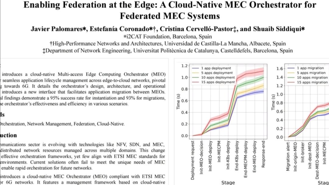 I-CONDA Project (@iconda_project) on Twitter photo Give a look at the paper entitled "A cloud-native MEC Orchestrator for Federated MEC Systems" that was presented by Javier Palomares at IEEE EuCNC 2024 partially funded by the I-CONDA project and authored by <a href="/i2CAT/">i2CAT Research Centre</a> <a href="/la_UPC/">Universitat Politècnica de Catalunya (UPC)</a> <a href="/uclm_es/">Universidad de Castilla-La Mancha</a> <a href="/esiiab/">ESII</a> <a href="/RaapI3A/">Raap (Redes y Arquitecturas de Altas Prestaciones)</a> Give a look at the paper entitled "A cloud-native MEC Orchestrator for Federated MEC Systems" that was presented by Javier Palomares at IEEE EuCNC 2024 partially funded by the I-CONDA project and authored by <a href="/i2CAT/">i2CAT Research Centre</a> <a href="/la_UPC/">Universitat Politècnica de Catalunya (UPC)</a> <a href="/uclm_es/">Universidad de Castilla-La Mancha</a> <a href="/esiiab/">ESII</a> <a href="/RaapI3A/">Raap (Redes y Arquitecturas de Altas Prestaciones)</a>