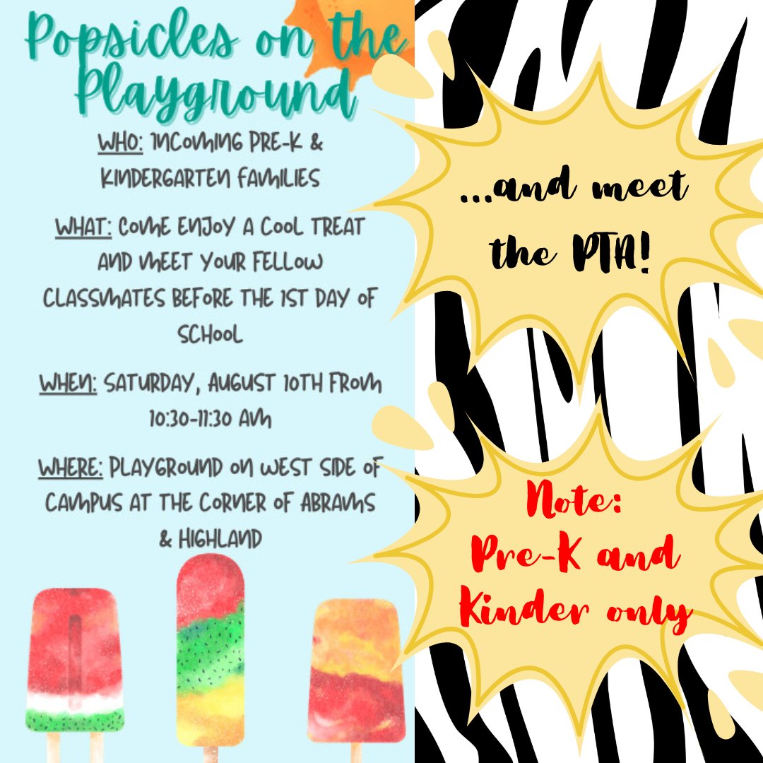 For incoming Pre-K and Kindergarten students and their families. We'll see you there!