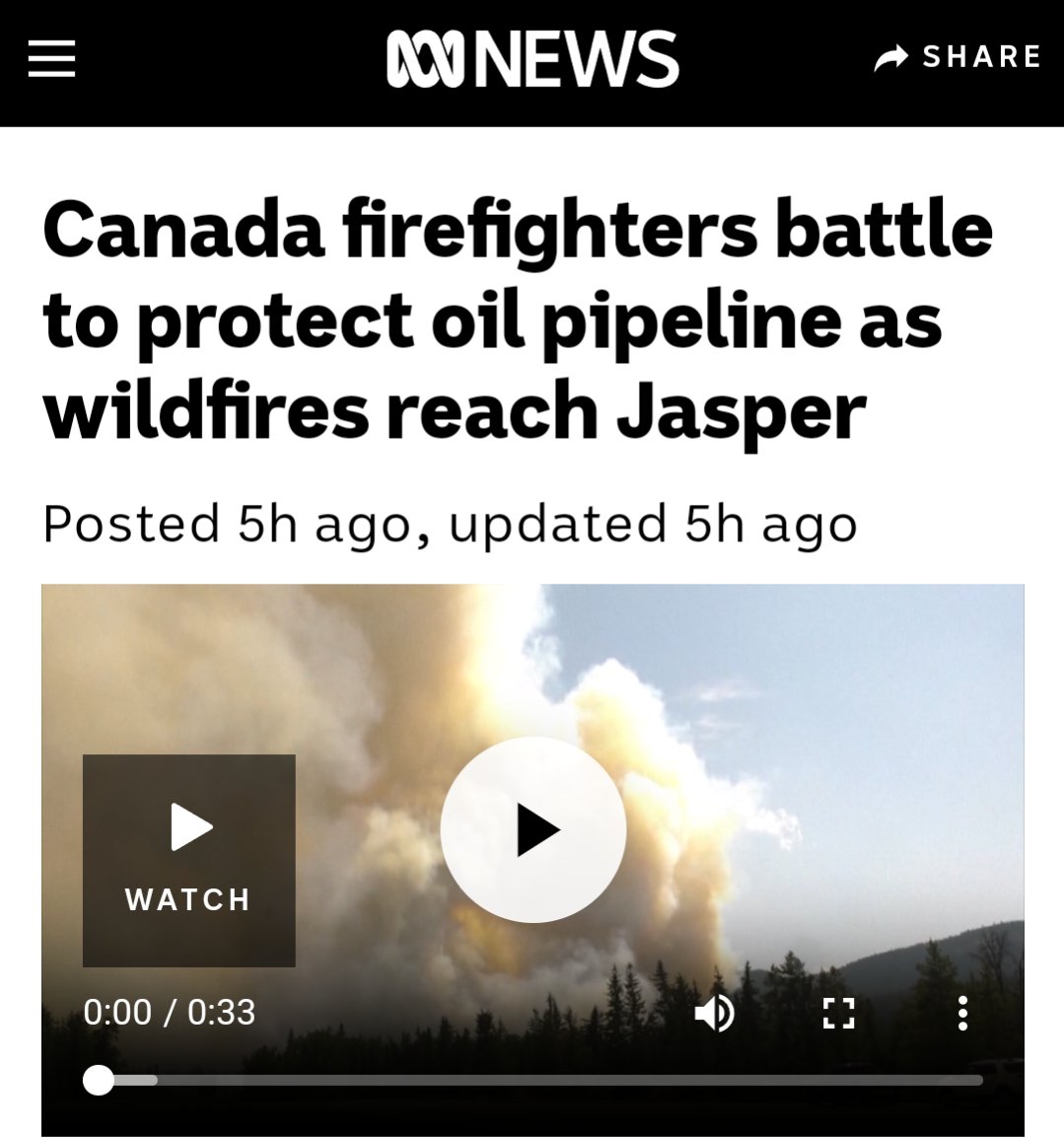 Only in a petrostate are firefighters forced to prioritize protecting a massive tar sands pipeline from climate fueled wildfires.

Shameful. 

#cdnpoli #JasperWildfire

abc.net.au/news/2024-07-2…