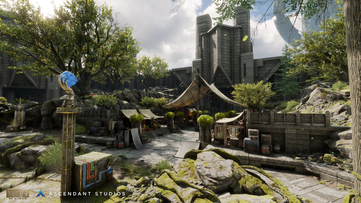 Greyveil Plaza has been a common stopover for many visitors to the Palathon and a thriving market for many others traveling through Lucium for ages, but these days it serves as more of a refugee camp. The Everwar has spilled over into more of Lucium in recent days, and while this