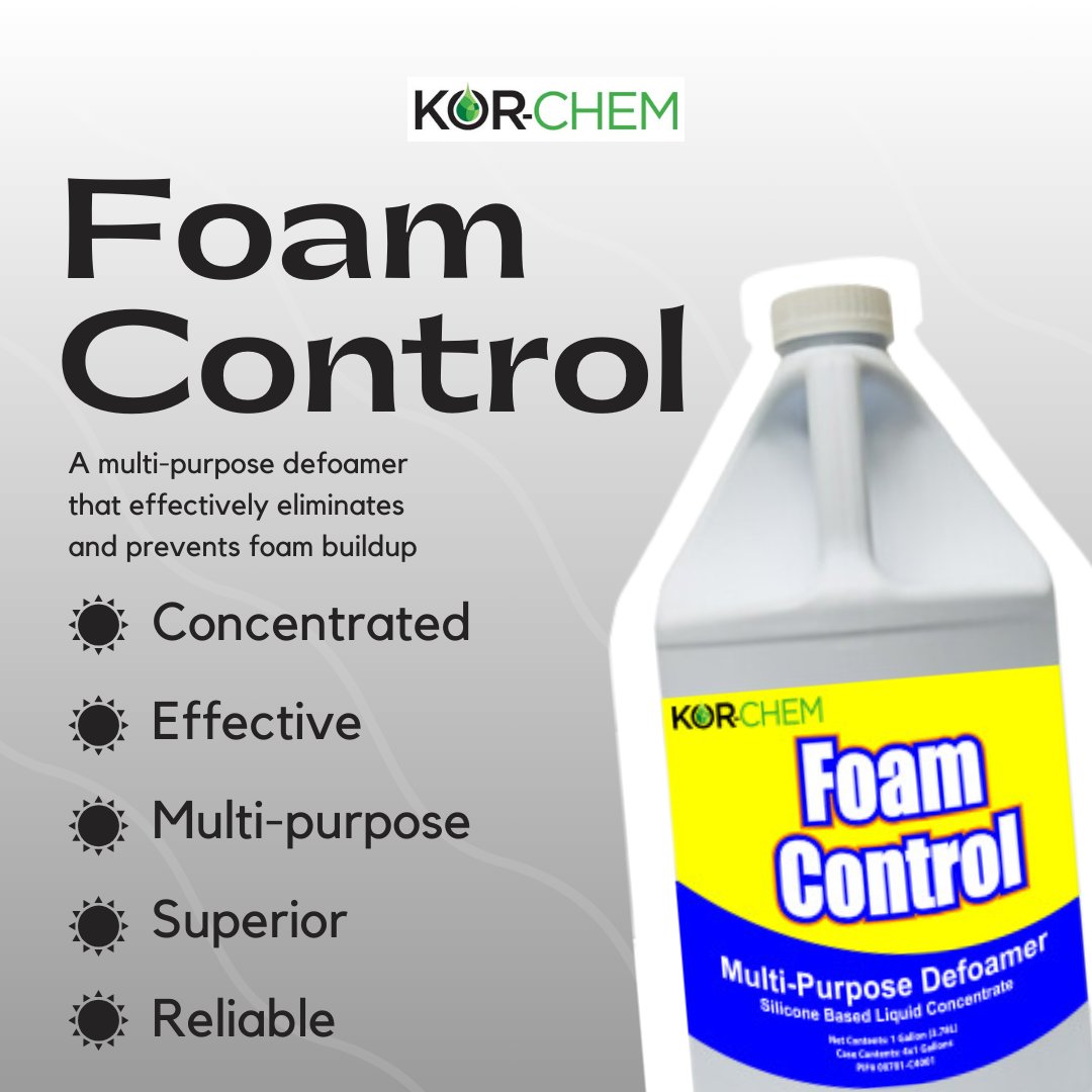 KorChemInc's tweet image. Say goodbye to foam with Foam Control! 🌊✨ This concentrated defoamer works in all environments, preventing foam buildup effortlessly. From carpets to industrial plants, it’s your reliable solution. 🧼🚫#KorChem #FoamControl #Defoamer #MultiPurpose #EffectiveSolution #NoMoreFoam